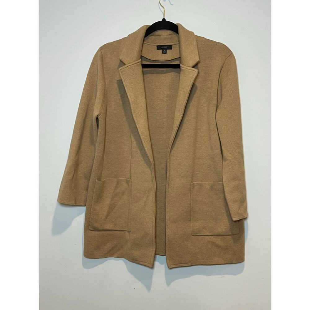 J Crew Sophia Blazer Sweater‎ Cotton Wool Blend 3/4 Sleeve Womans Size M